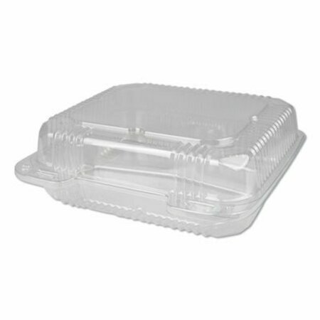 DURABLE PACKAGING PLASTIC CLEAR HINGED CONTAINERS, 8 X 8, 3-COMPARTMENT, 5 OZ; 5 OZ; 15 OZ, CLEAR, 250PK PXT833